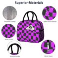 thumbnail image 4 of Purple and Black Wavy Checkered Insulated Leakproof Lunch Box for Work, Lunch Bag for Women Men, Loncheras Para Mujer for Beach Travel Picnic Camping, 4 of 6