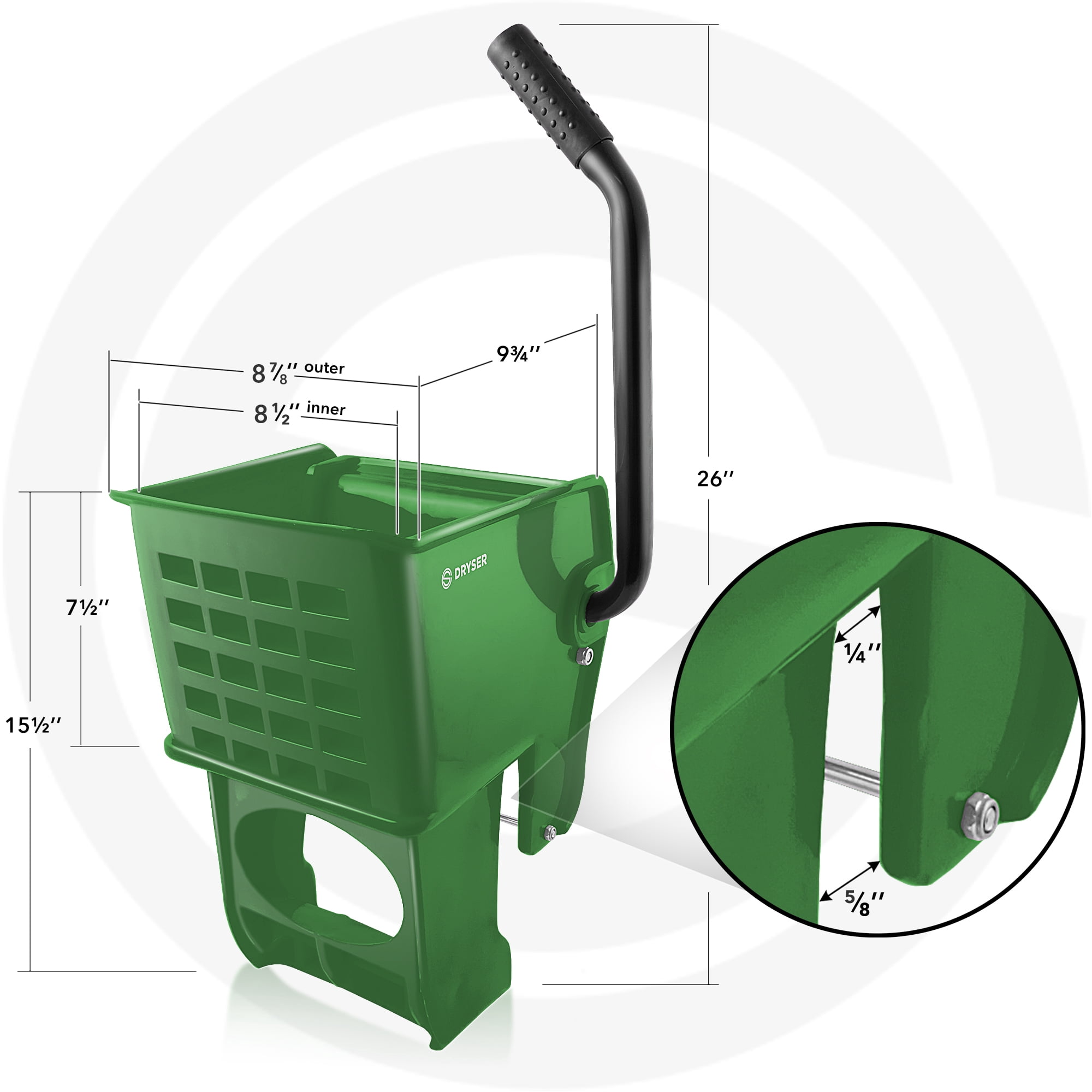 Dryser Side Press Wringer Replacement for Commercial Mop Bucket, 26 and 33 qt. - Green