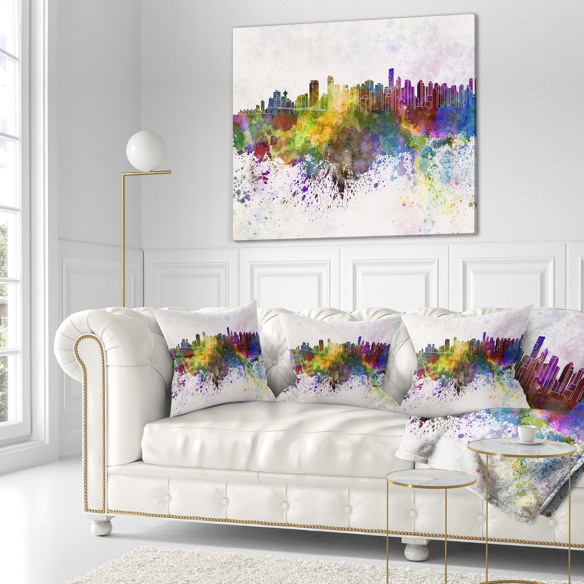 Designart Vancouver Skyline - Cityscape Throw Pillow - 16x16