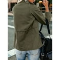 thumbnail image 4 of Women'S Fall Utility Jacket - Stand Collar, Solid Color, Loose Fit, Zipper Closure, and Multiple Pockets Army Green 4XL, 4 of 6
