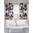 thumbnail image 6 of Navy Blue Burnt Orange Semi Sheer Curtains 45 Inch Length 2 Panels Set, Botanical Abstract Palm Leaf Sheer Kitchen Curtain Privacy Voile Window Curtain for Living Room Bedroom Rod Pocket Drapes, 6 of 7