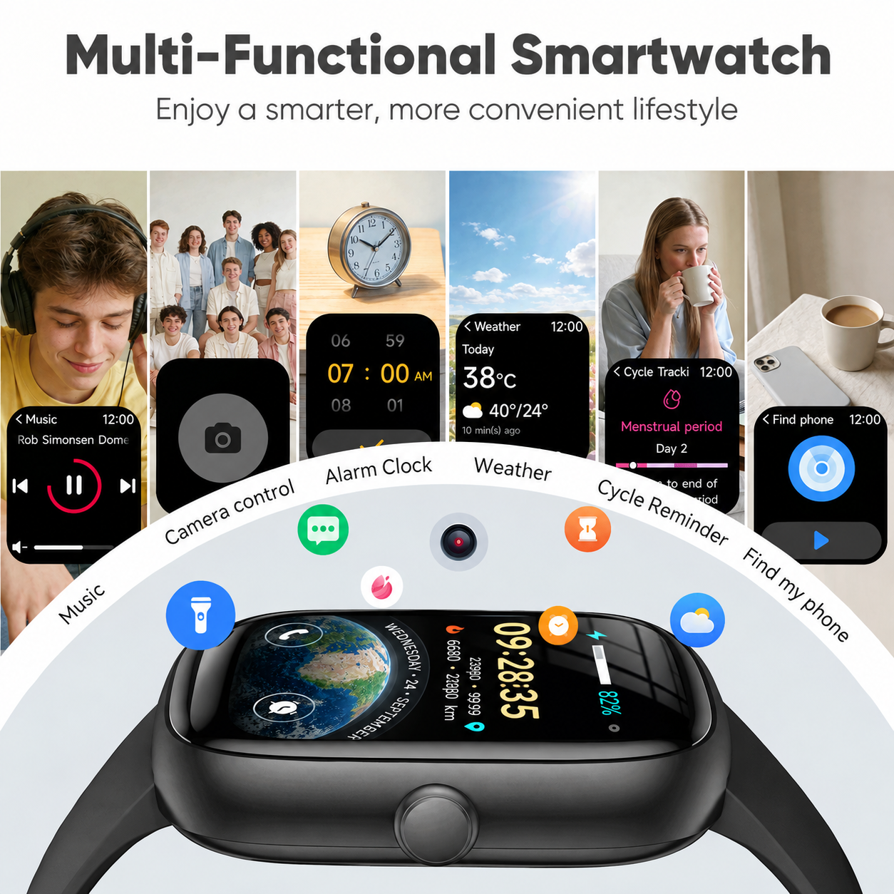 Cillso Men's Smart Watch, 1.83" Touchscreen, 100+ Sports Modes photo 2