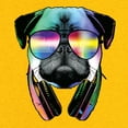 thumbnail image 3 of Tee Hunt Funny Pug DJ in Sunglasses and Headphones T-Shirt Neon Music Shirt, Purple, X-Large, 3 of 5