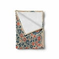 thumbnail image 2 of Paisley Soft Flannel Fleece Throw Blanket, Floral Ornate Pattern Cultural Folk Persian Middle Eastern, Cozy Plush for Indoor and Outdoor Use, 70" x 90", Orange Night Blue Tan, by Ambesonne, 2 of 6