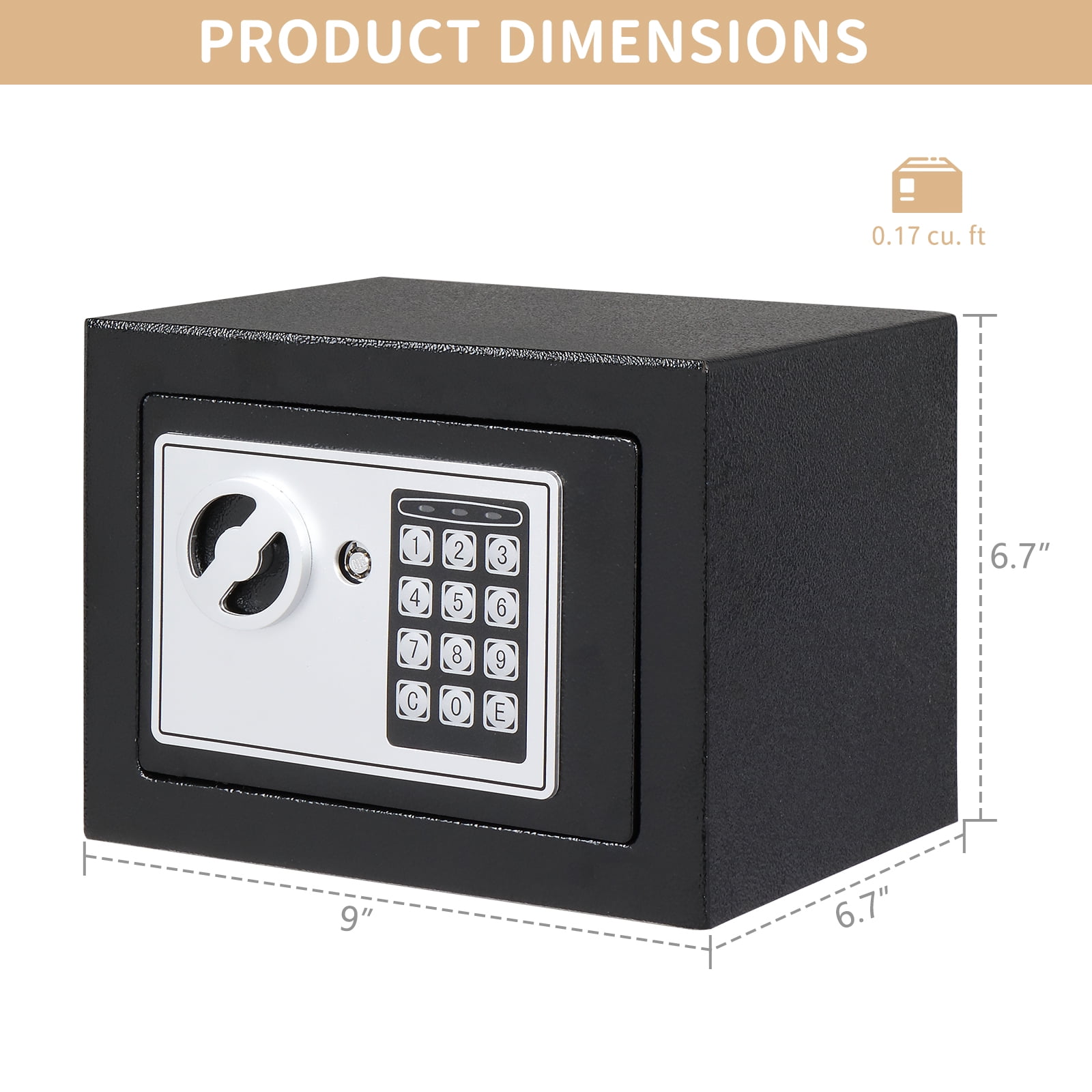 Small Safe With Key 2.1 Cubic Foot Digital Safe – Key Lock & Emergency ...