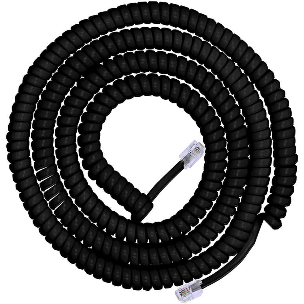 Power Gear Coiled Telephone Cord, 4 Pack, 12 Feet, Phone Cord Works