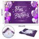 thumbnail image 2 of HAMIGAR Telón de fondo para pancarta de feliz cumpleaños número 85 de 6 x 4 pies, decoración de cumpleaños de 85 años, suministros para fiestas para mujeres, color morado, 2 of 5