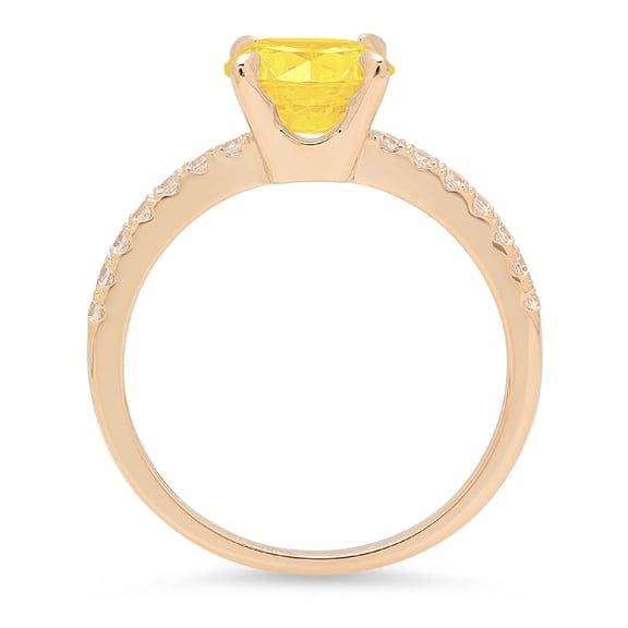 1.71 ct Round Cut Natural Citrine Solitaire with Accents Engagement Ring for Women in 18K Yellow Gold