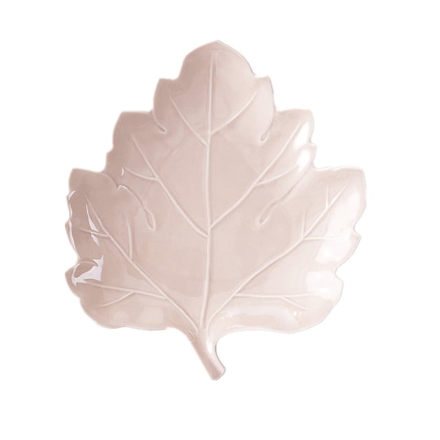 Useful Ceramic Plate Delicate Snack Dessert Plate Durable Seasoning Plate Kitchen Utensil for Home Kitchen Restaurant (M Size, Leaf Pattern)