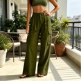 thumbnail image 4 of RFQWOVSR Women's Elastic Waist Straight Leg Linen Pants with Pockets Loose Fit Casual Summer Trousers S, 4 of 4
