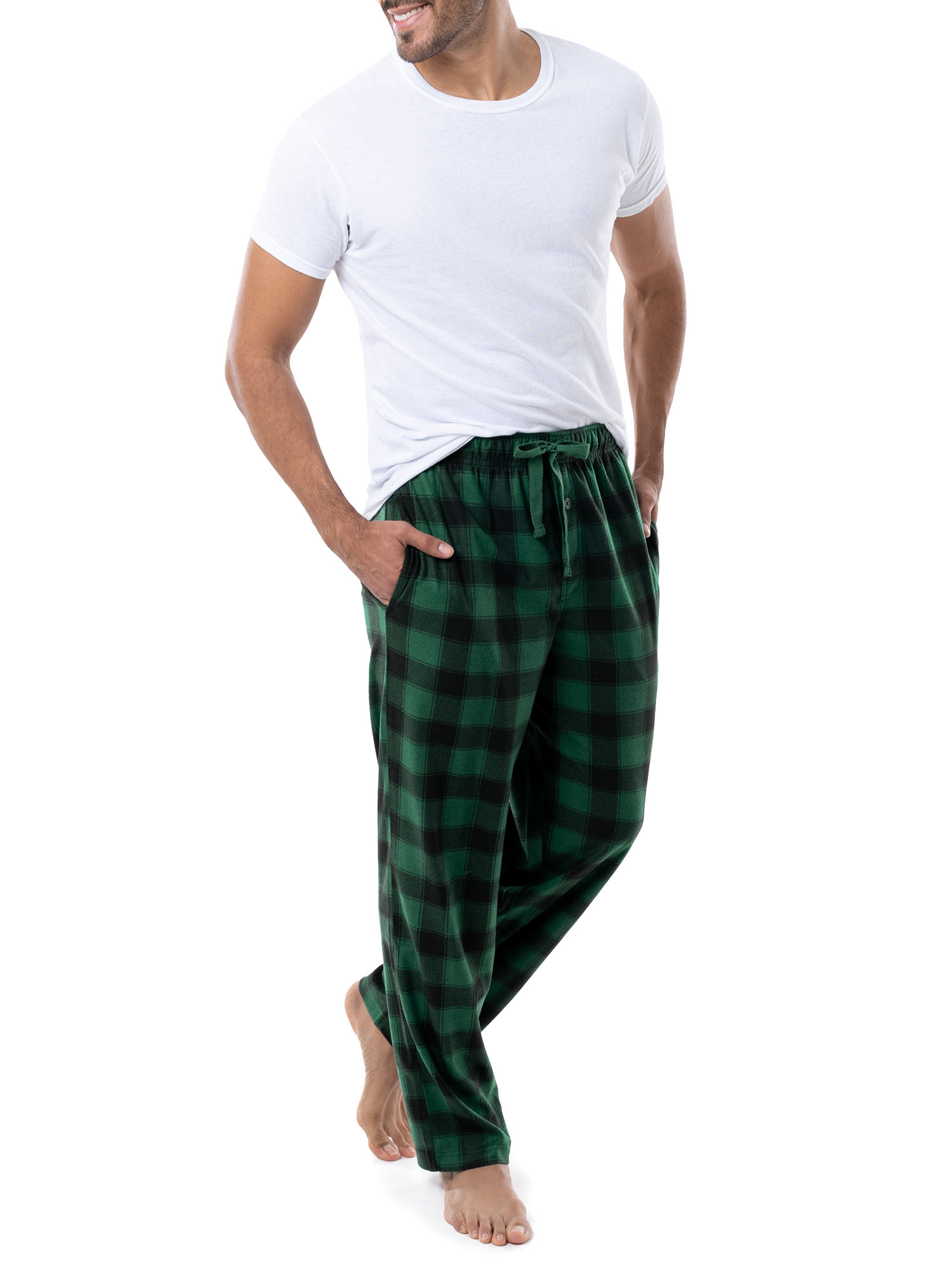 Fruit of the Loom Men's Yarn-dye Woven Flannel Pajama Pant, Green