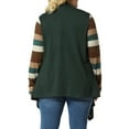 thumbnail image 3 of GRACE & GRANDEUR Cardigan en Tricot à Manches Longues à Rayures Imprimées pour Femme Grande Taille1X Vert Foncé, 3 of 7