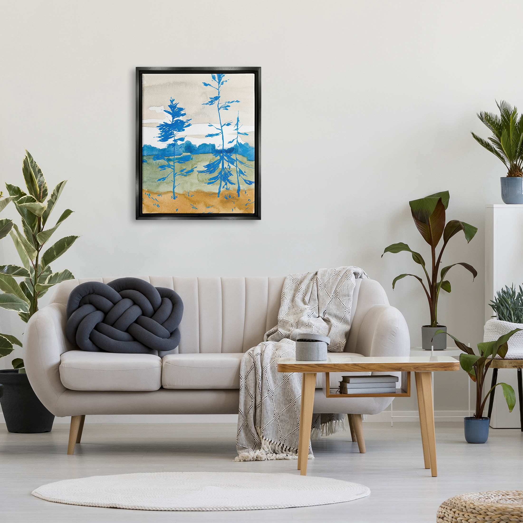 Stupell Industries Contemporary Nature Landscape Painting Jet Black Floating Framed Canvas Print Wall Art, Design by Jacob Green