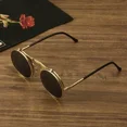 thumbnail image 3 of Gafas de sol plegables Steampunk para hombres y mujeres, lentes dobles, marco de aleación transparente, sombra UV400, 3 of 5
