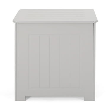 White Solid Wood Rolling Laundry Hamper, Grey Wooden Laundry Box With Lid