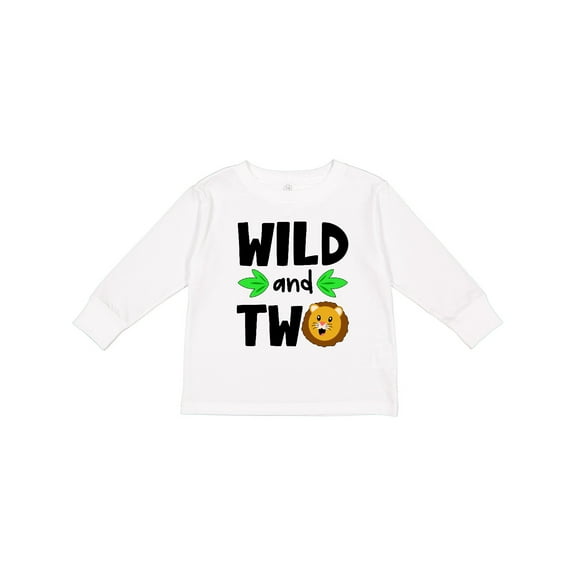 Inktastic Wild and Two Cute Lion Birthday Boys or Girls Long Sleeve Toddler T-Shirt