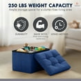 thumbnail image 6 of Ornavo Home 2 Pack Small Storage Ottoman Foldable Collapsible Rectangle Linen Ottoman Foot Rest Stool Seat, for Living Room, Bedroom, Home Office, Dorm - 12 x 16 x 12, Linen Navy Blue, 6 of 7