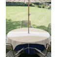 thumbnail image 2 of Outdoor Tablecloth with Umbrella Hole, Navy Beige Striped Spillproof Waterproof Outdoor Table Cover, Gradient Geometric Blue White Patio Tablecloths for Party/Garden/Picnic, Round 54 inch, 2 of 9