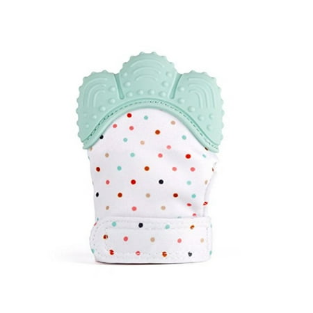 Baby Teething Mittens, Teething Glove for Baby, Smiling Teething Toys Mitten, Self-Soothing Stand on Hand mitt with Handy Travel