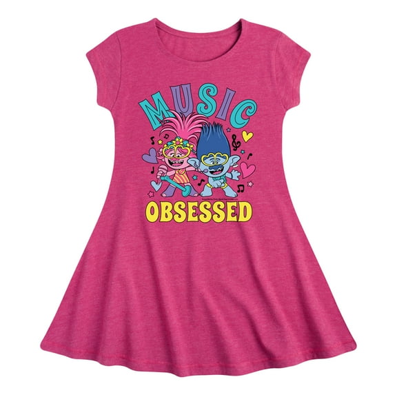 Trolls - Music Obsessed Poppy and Branch - Toddler & Youth Girls Fit & Flare Dress