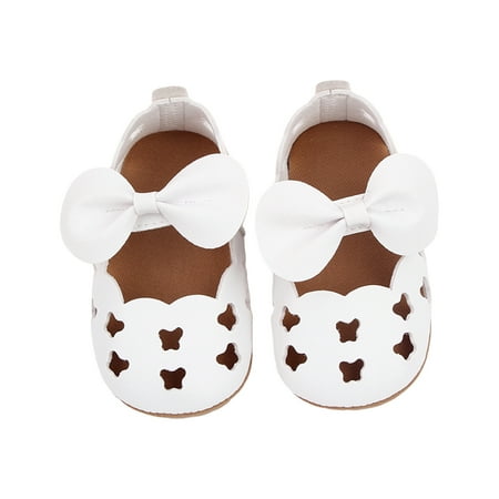 

allshope Baby Girls PU Leather Sandals Toddler Non-Slip Hollow Out Bow First Walking Soft Sole Shoes