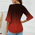 thumbnail image 4 of TACILIP Hauts à Manches 3/4 pour Femmes Blouse Col en V Tunique Mode Automne Tenues Printemps Été, 4 of 5
