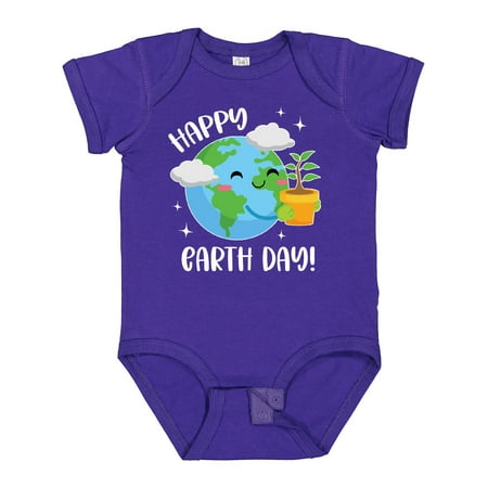 

Inktastic Happy Earth Day Cute Smiling Planet Earth with Tree Gift Baby Boy or Baby Girl Bodysuit