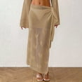 thumbnail image 6 of Awdenio Women's Skirts Crochet Swim Cover Up High Slit Sheer Long Beach Skirt Cover Up, 6 of 9