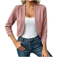 thumbnail image 3 of DIOAZUD Women's Cropped Open Front Cardigan 3/4 Sleeve Soft Stretch Knit Blazer Shawl Collar Casual Lightweight Cardigans Pink S-XXL, 3 of 7