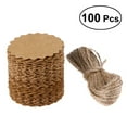 thumbnail image 2 of 100 Uds. Papel Kraft festoneado redondo de 60mm/etiqueta de regalo/etiqueta DIY/etiqueta de equipaje/etiqueta de precio con hilo de yute de 10M (marrón), 2 of 6