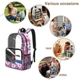 thumbnail image 5 of ZIATUBLES Clear Backpack 17 Inch, Heavy Duty Fabric & PVC Transparent Bookbag with Hawaiian Beach Sunset Print, Large Capacity See Through Backpack for Women Men School, 5 of 7