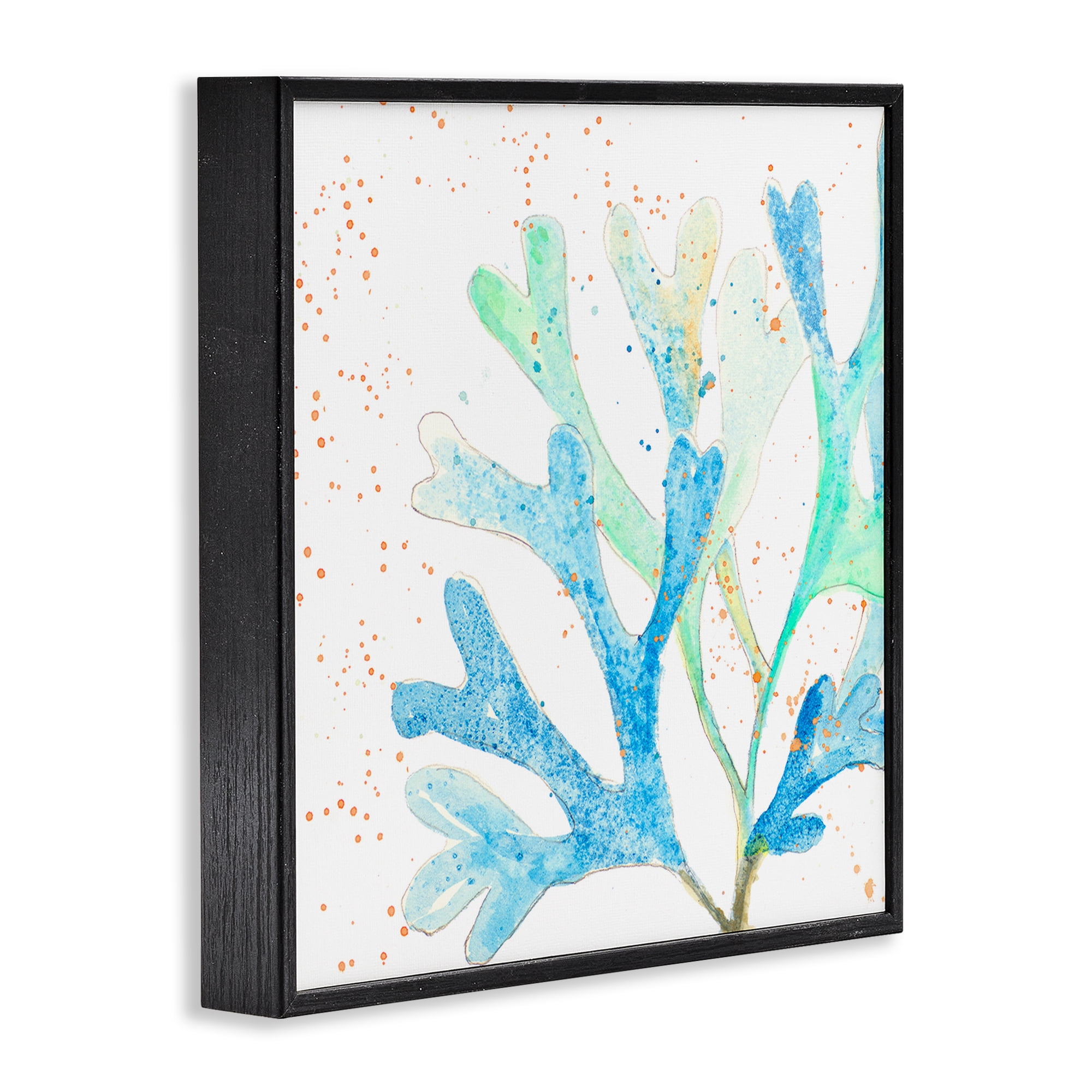 Stupell Industries Modern Blue Coral Coastal Painting Black Framed Art Print Wall Art, 24 x 24