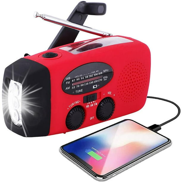Radio De Manivela Con Energía Solar, Radio De Manivela De Emergencia Con Linterna Y Cargador De Teléfono Celular, Radio Meteorológica Portátil Am/fm Noaa, Suministros De Emergencia Para Exteriores
