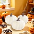 thumbnail image 5 of Velvet Pumpkin Mini Decor, Artificial Small Foam Pumpkins Fall Thanksgiving Home Table Indoor Decorations, Velvet Simulation Pumpkin Prop, White, 5 of 5