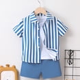 thumbnail image 2 of mgoYE Baby Boy Clothes 0-3 Months Boy's Summer Beach Outfits Button Shirt and Short Sets Casual Vacation Clothes for Toddler Baby Clothes(Blue,12-18 Months), 2 of 7