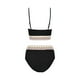 thumbnail image 4 of Gibobby Trajes de Baño para Mujer Bikini dividido sin mangas con estampado de en contraste de moda informal de color sólido para mujer(Negro,M), 4 of 5