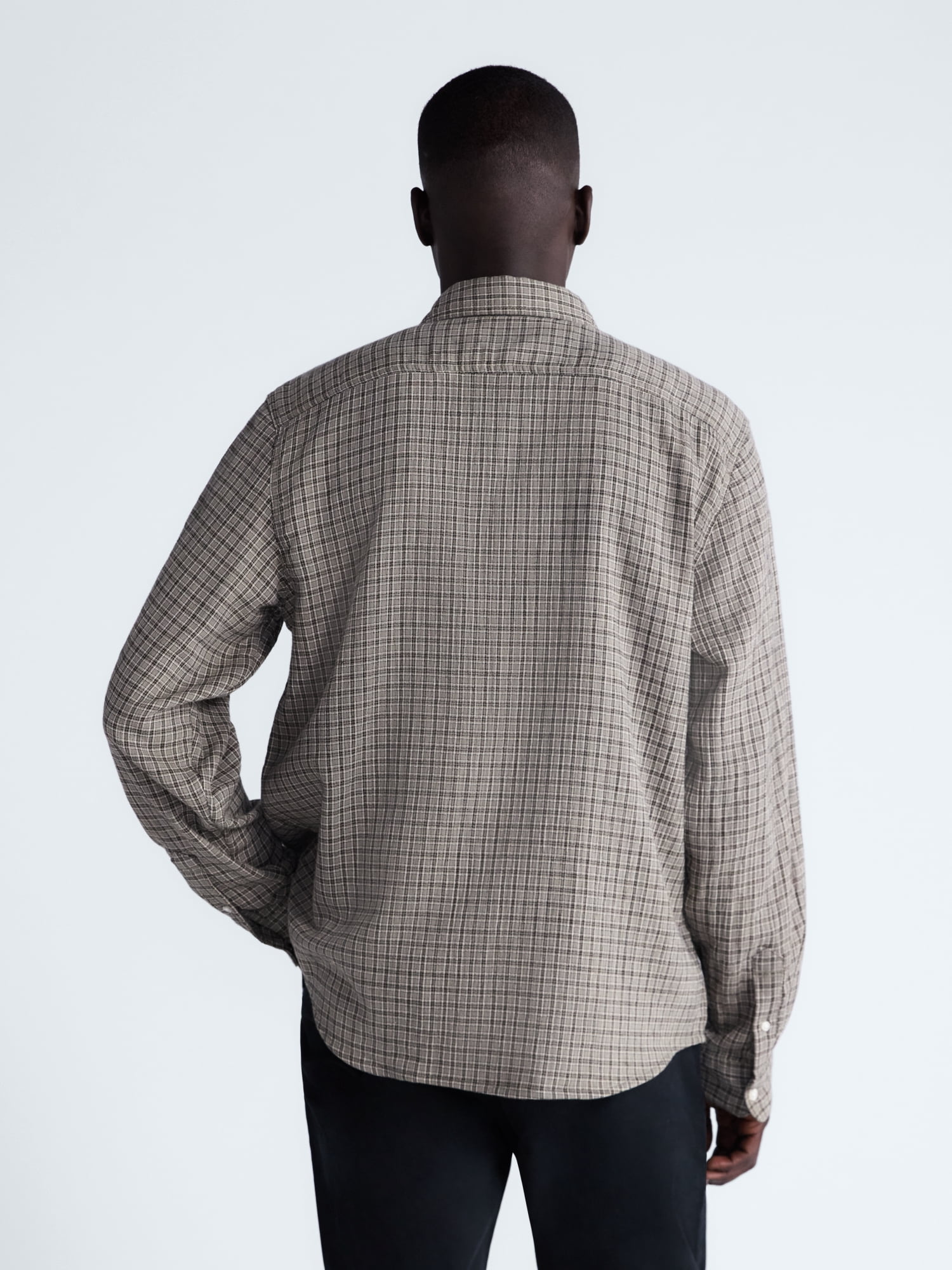 Free Assembly Men's Button Front Gauze Shirt with Long Sleeves, Sizes XS-3XL