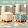 thumbnail image 6 of SCRAWLGOD Daisy Floral Print White Cyan Ottoman Cover Square Stretch Ottoman Covers Thick Square Ottomans Slipcovers Soft Storage Ottomans Foot Rest Cover with Elastic Bottom, 6 of 7