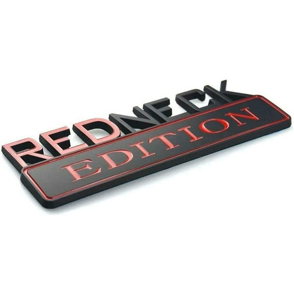 Muzzys Redneck Edition Emblem, Black and Red, 7" Wide, Large, Decal Sticker Car Truck Badge USA America