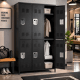 thumbnail image 2 of IKIMI 72" Metal Locker for Employees, 6 Doors Storage Cabinet Locker with Vented Compartments and Hooks for Gym, Garage, Living Room, Office, School, Black, 2 of 10