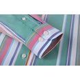 thumbnail image 3 of Mens Long Sleeve Shirt Slim Fit Oxford Striped Shirt Button Turn Down Collar Business Casual Green L, 3 of 4