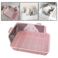 thumbnail image 1 of Caja de arena para conejos, entrenador para orinal, bandeja de esquina, jaula para cama, fácil de limpiar, duradero, estable, inodoro para mascotas , Rosado Colco  Inodoro con bandeja de arena, 1 of 8