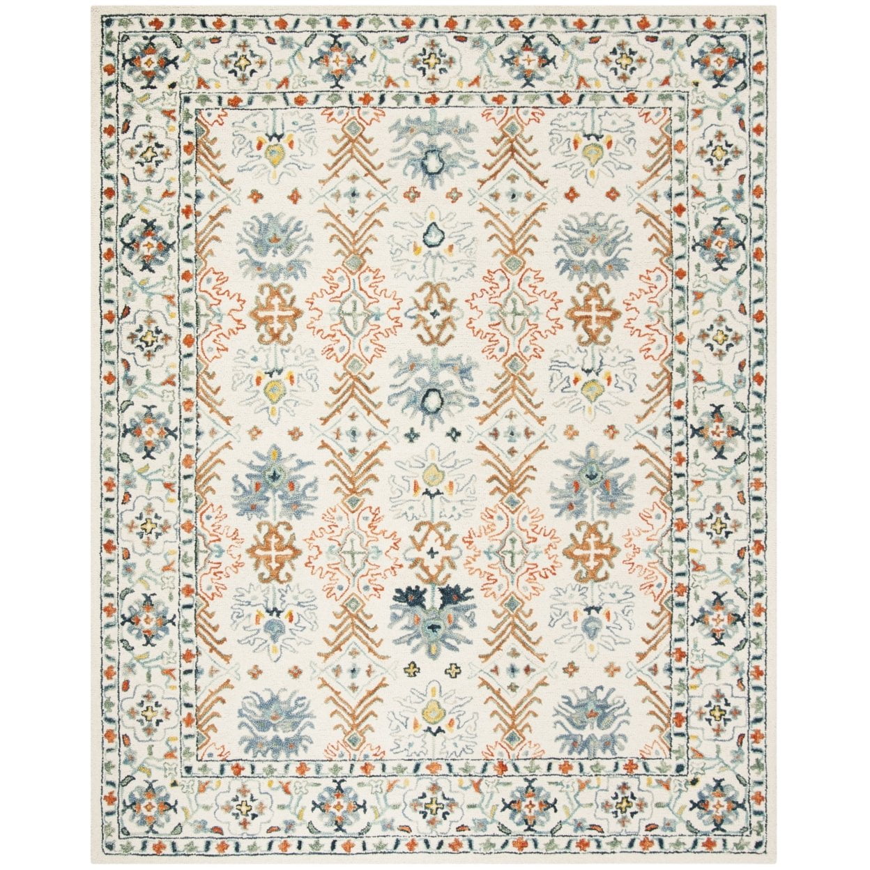 SAFAVIEH Aspen Brooks Southwestern Area Rug, Ivory/Blue, 5' x 5' Round