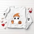 thumbnail image 3 of Kiijoy Halloween Girls Graphic Sweatshirt Crewneck Pullover, White, Sizes 9-10Y, 3 of 6