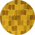 thumbnail image 1 of Ahgly Company Indoor Round Checkered Yellow Modern Area Rugs, 8' Round, 1 of 4