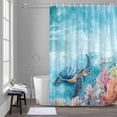 thumbnail image 5 of Blue Ocean Turtle Bathroom Shower Curtain, Nautical Watercolor Pink Orange Sea Coral Starfish Waterproof Washable Soft Bath Curtain for Bathtub Decor with 12 Hooks&Grommet, 60x72 Inch, 5 of 9