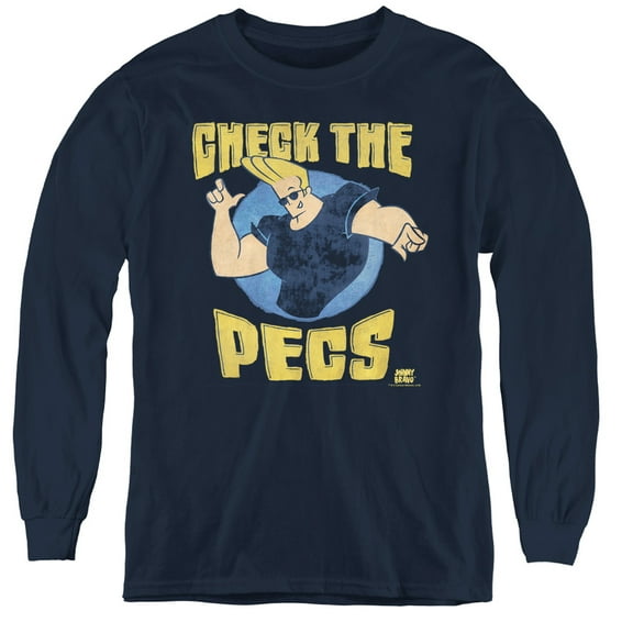 Johnny Bravo - Check The Pects - Youth Long Sleeve Shirt - Small