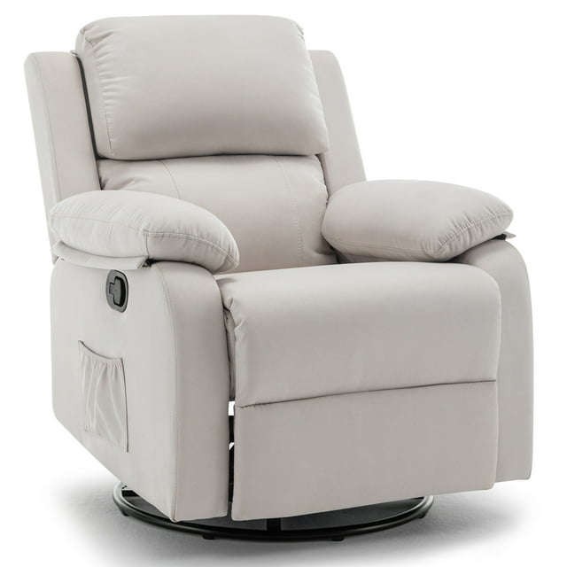 Korser Swivel Rocker Small Recliner Chair for Small Spaces for Living Room,Beige