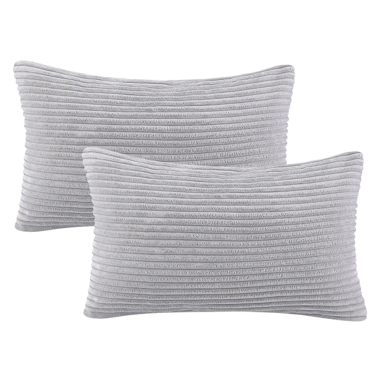 Phantoscope 20" x 12" Modern, Contemporary, Transitional Gray Striped Polyester Throw Pillow , ( 2 Count)