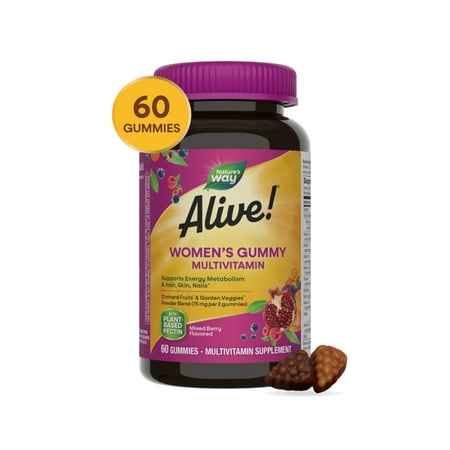 Alive! Women's Daily Multivitamin Gummies, Mixed Berry Flavored, 60 Count